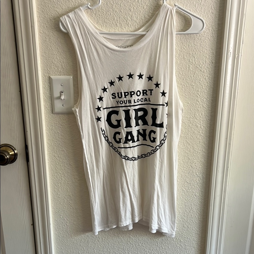 White Graphic Tank Top